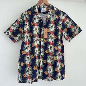 Kurt River Shirt Mens Large Hawaiian Hula Girl Floral Tiki Camp All Over Print